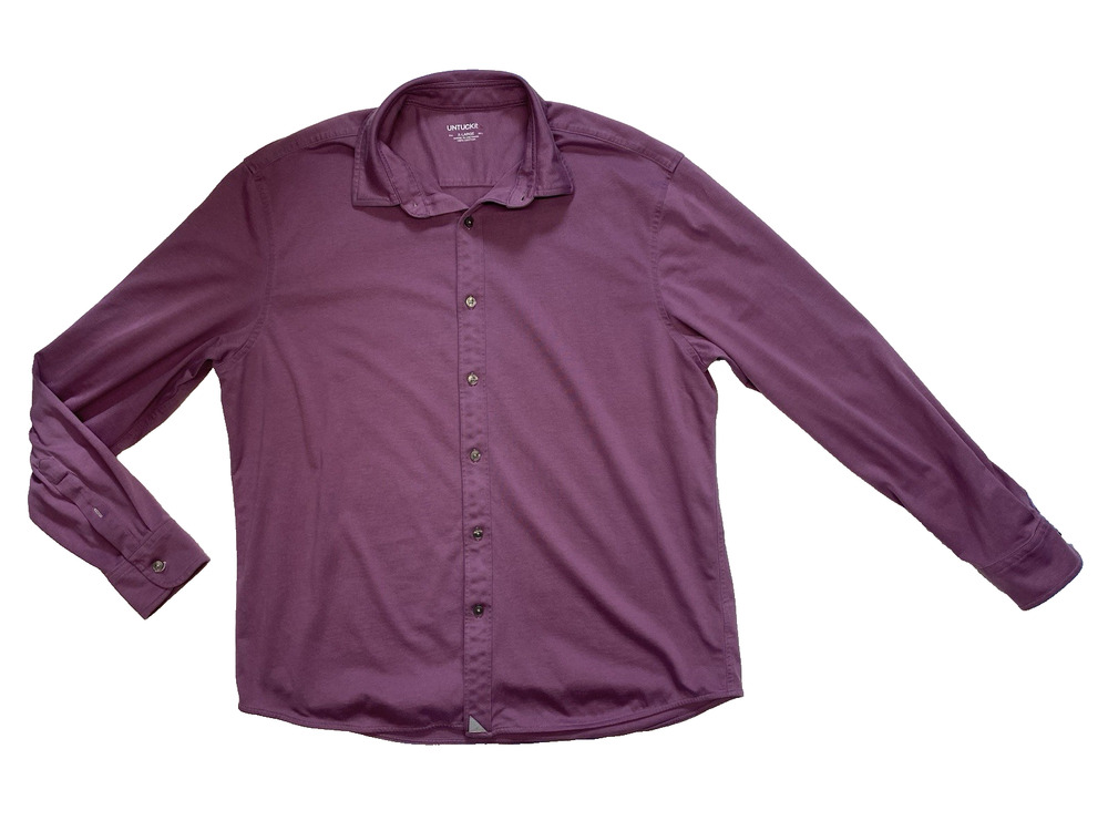 UNTUCKit Mens XL Long Sleeve Berry Button Down Shirt 100% Cotton Luxe Tee Career